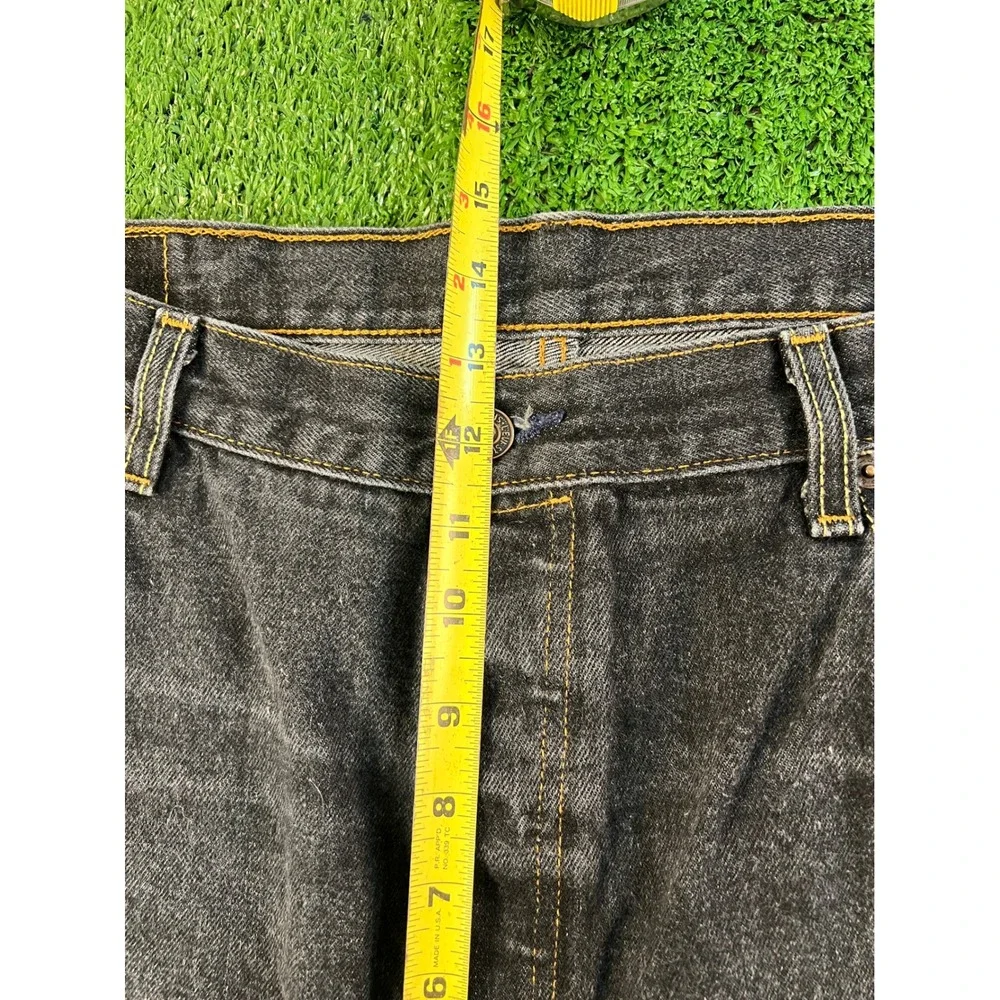 Levis 501 Original Fit Jeans Mens 42x32 Black Straight Leg Button Fly Denim